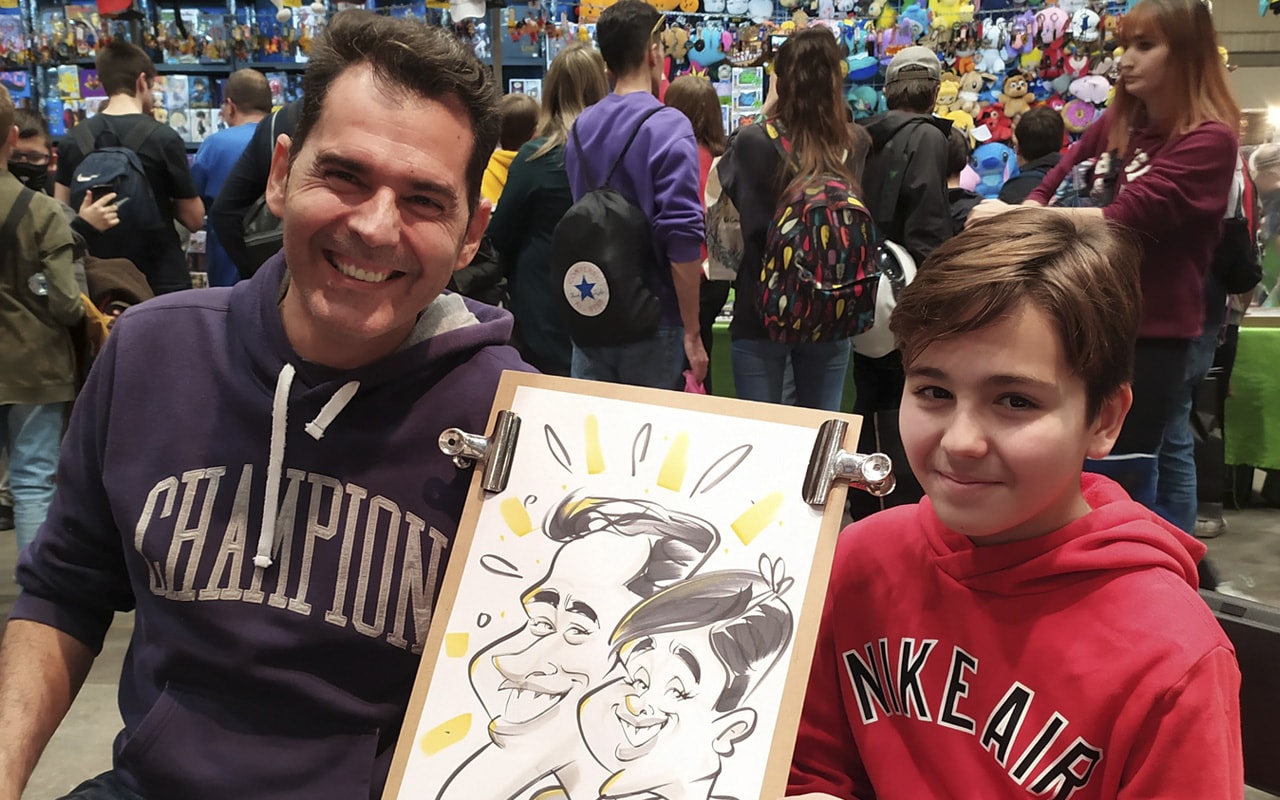 caricatura en vivo evento Madrid