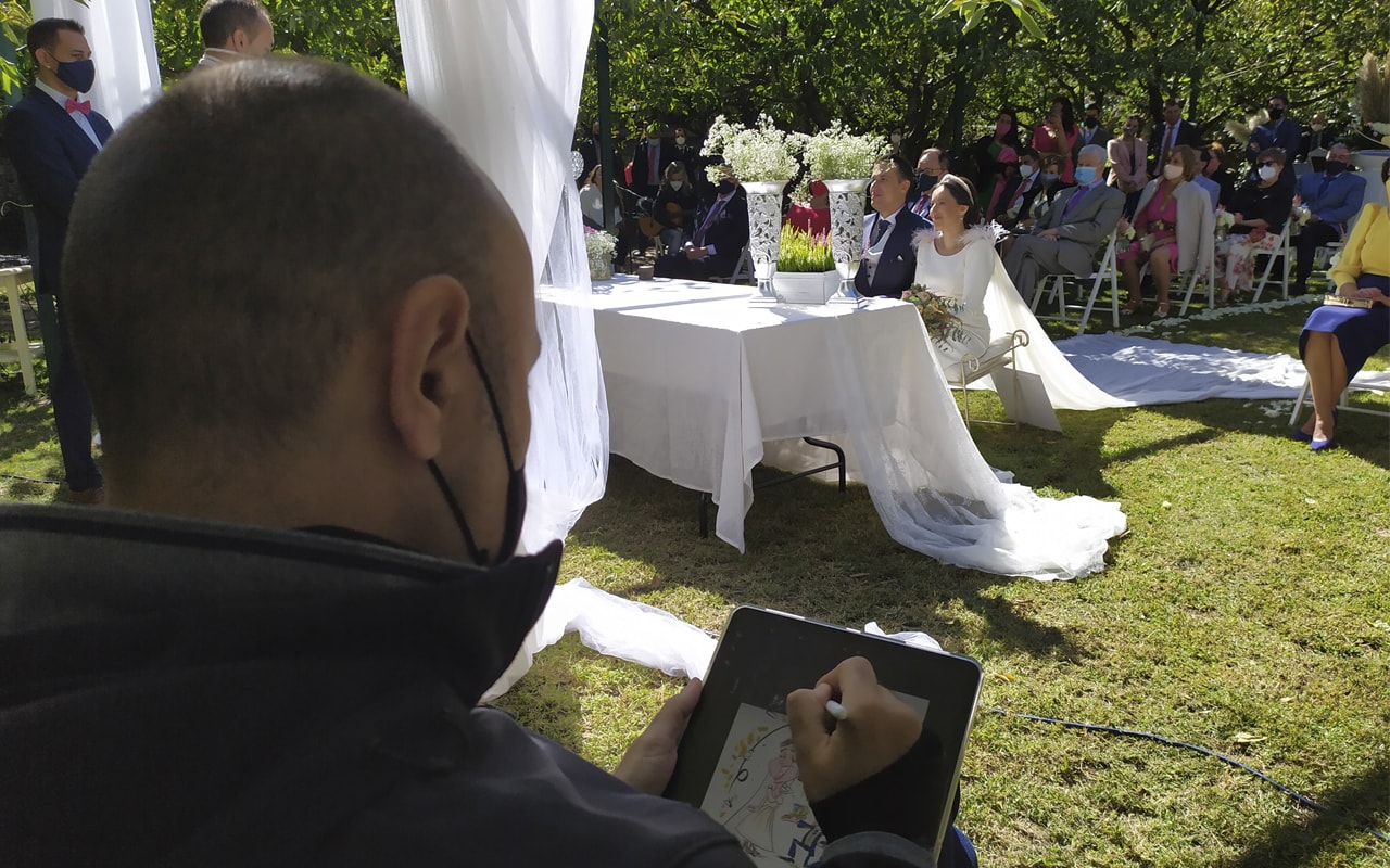 caricaturas digitales en vivo boda