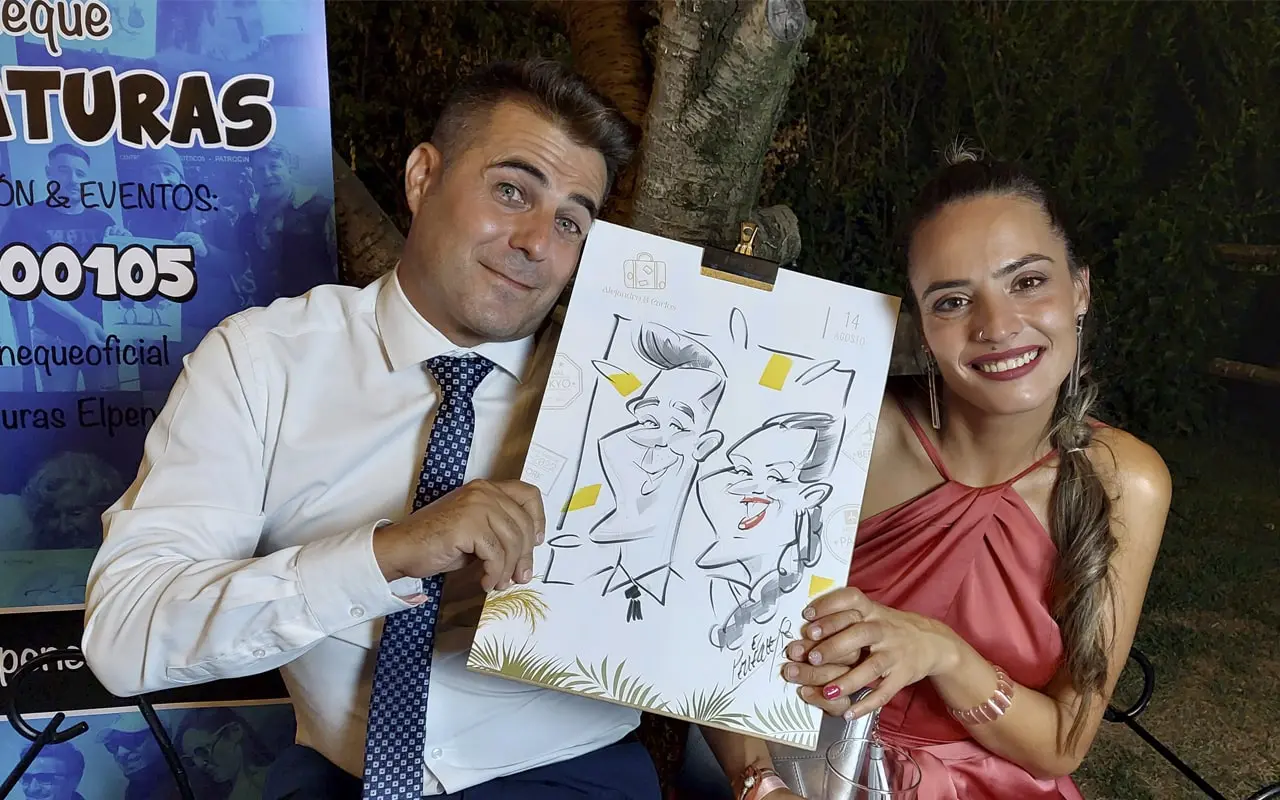 caricatura boda pampas