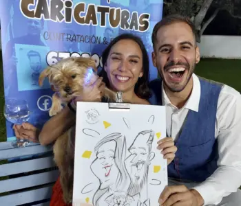 caricatura boda perro
