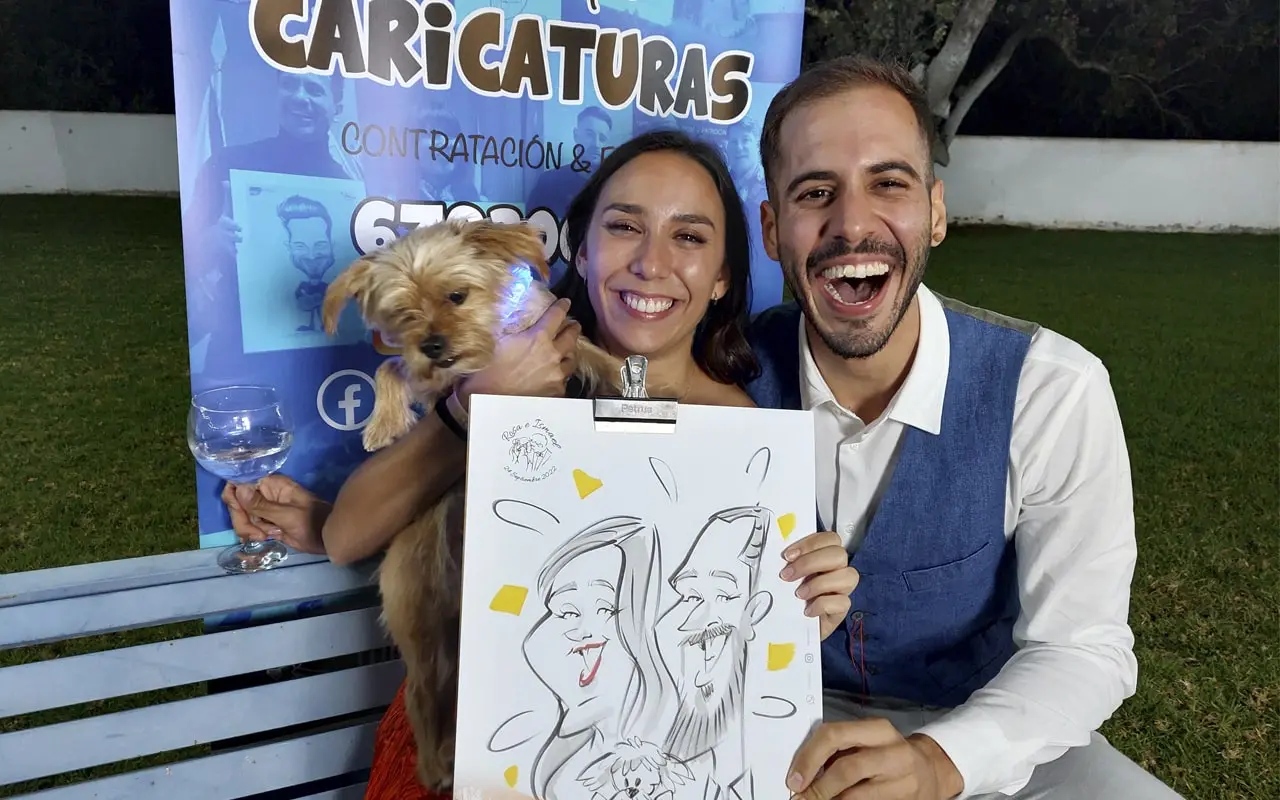 caricatura boda perro