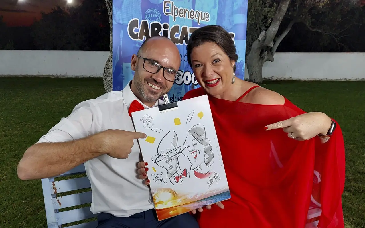 caricatura boda rojo