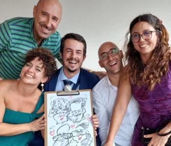 caricatura grupo amigos regalo boda elpeneque