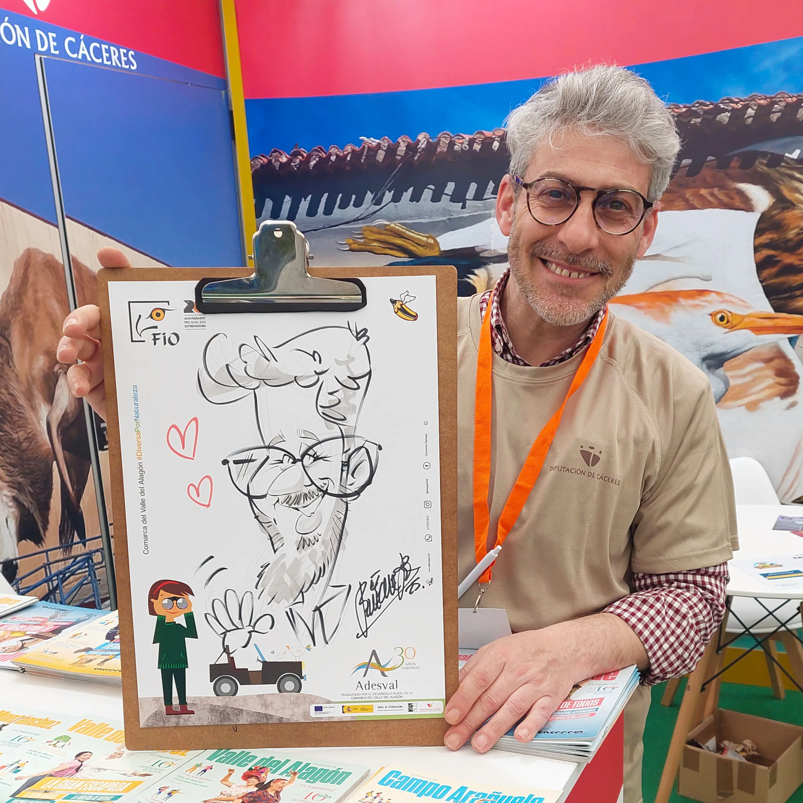 caricatura carpa viajes y turismo FIO monfragüe cáceres