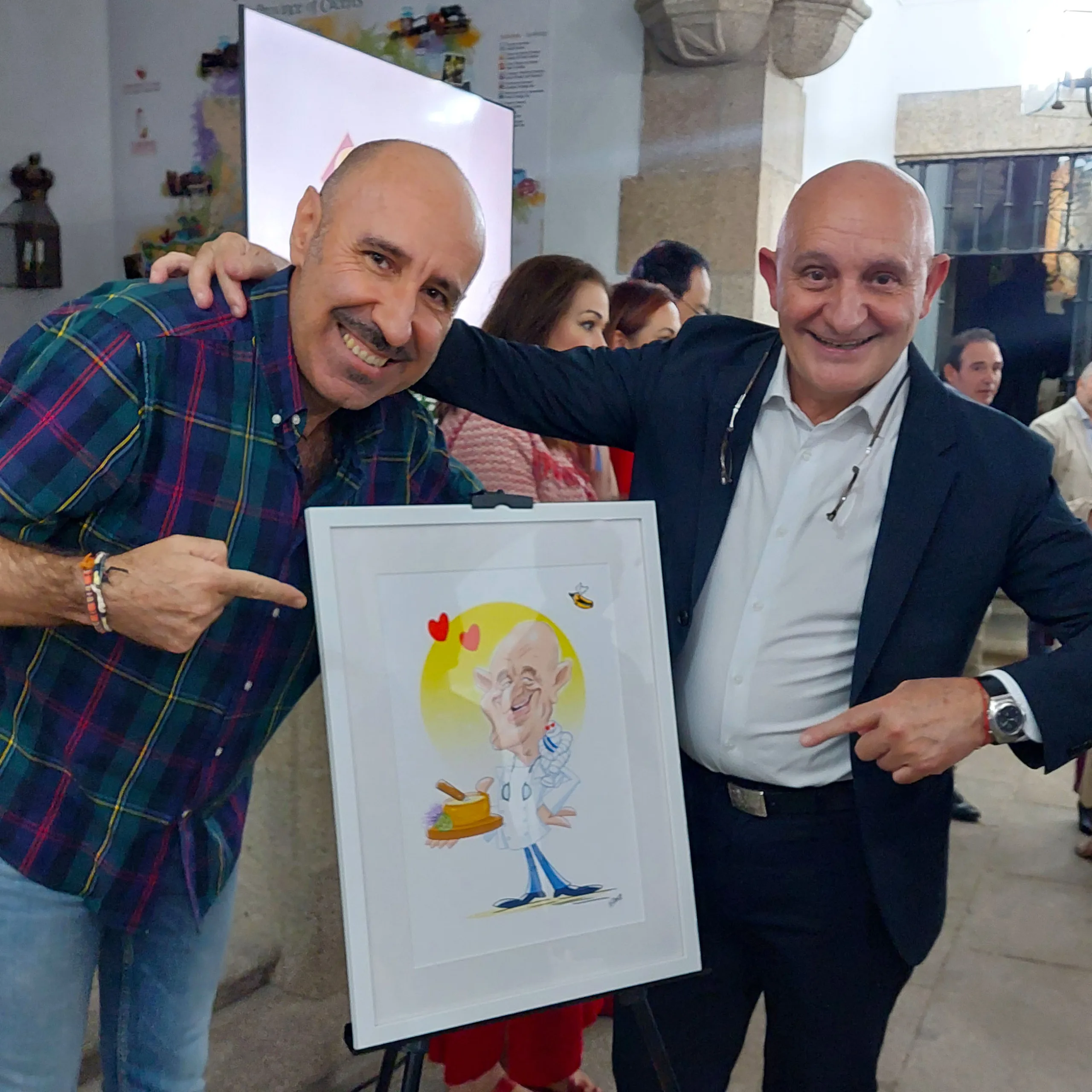 caricatura del chef toño pérez tres estrellas michelín